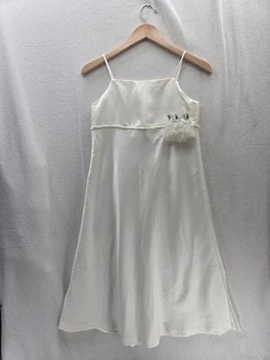 Helena Vintage Ivory Satin Sleeveless Girl's Dress Size-10 - Image 1 of 4