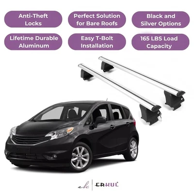 Barras transversales de techo Erkul para Nissan Versa Note 2014-2019 techo desnudo aluminio Foto 1 de 4