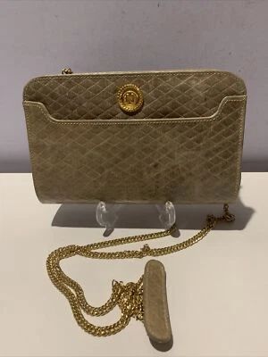 BOLSO BANDOLERA VINTAGE ALBERT NIPON BEIGE CUERO ACOLCHADO CADENA DORADA Foto 1 de 4