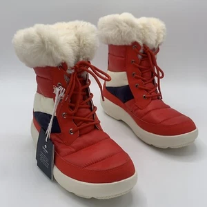 Bota de invierno Sperry Bearing Plushwave de piel sintética para mujer 7 nueva con etiquetas roja blanca azul - Imagen 1 de 5
