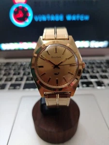 1970 gold plated BULOVA sea king whale watch -fluted bezel, gold filled ss band - Picture 1 of 8