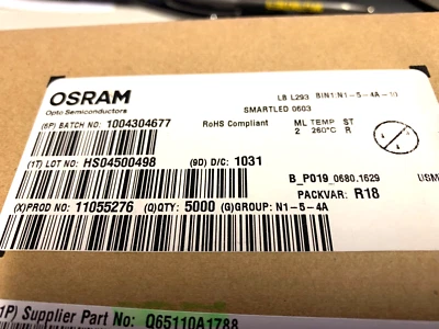 Blue, Blaue LED, 10mA, 20mA, 3V, 0603,OSRAM,LBL293,LB L293, 1 Rollen= 5000 Stück - Image 1 of 4