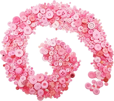 ALCYUH 1600Pcs Pink Buttons for Crafts Assorted Sizes Button Pink in Bulk Pink Craft Bu