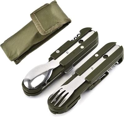 Multipurpose Outdoor Tools Spoon And Fork Set Can Opener With Bag - Image 1 of 4