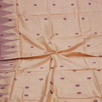 Vintage Pink 100% Pure Silk Handwoven Sari Remnant 5YD Craft Fabric Silk Scrap - Image 1 of 4