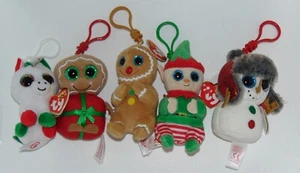 TY Set of 5 TY Key Clips Christmas Elfonzo-COOKIE-Sweetsy-Buttons-Candy Cane - Picture 1 of 1
