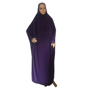 Arab Women Full Cover Overhead Abaya Muslim Prayer Burqa Hijab Robe Dress - Picture 1 of 37