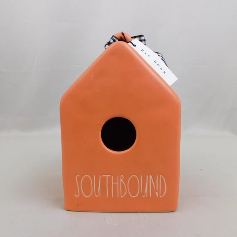 Rae Dunn By Magenta Southbound Ceramic Bird House Piggy Bank - Orange #C348 Cover