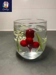 Gel Wax Candle with Red, White and Green Element Handmade Wooden Designs #17 - Picture 1 of 5