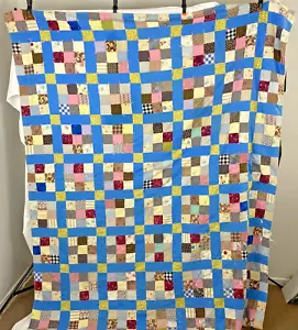 Vintage Quilt Patchwork Handmade Country Farmhouse Primitive Twin 83 X 70 - Picture 1 of 24