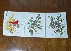 Pannelli uccellino vintage tessuto cardinale nero cappuccio chickadee bluebird stampe materiale - Foto 1 di 9