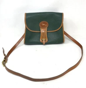 Vintage Green Dooney & Bourke Leather Equestrian Crossbody Medium Essex Purse  - Picture 1 of 12