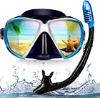 Snorkel Diving Mask Panoramic Hd Swim Mask, Anti-Fog Scuba Diving Goggles,Temper