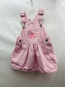 Vintage Osh Kosh B'Gosh 24 Mths Vestbak Pink Stripe Girl Butterfly Jumper Dress - Picture 1 of 7