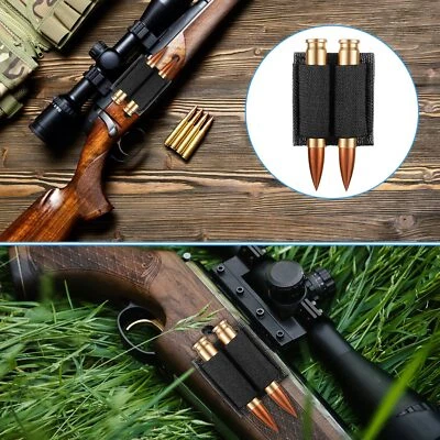 2 Rounds Bullet Shell Holder Ammo Pouch for Rifle with Adhesive Backing Sticker - Image 1 of 4