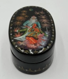 Russian Hand Painted Laquered Box Jack Frost Fairy Tale Signed By Artist - Picture 1 of 8