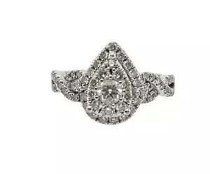 1/2 Carat 14 Karat White Gold Diamond Pear Shape Engagement Ring - Picture 1 of 3