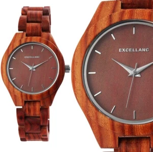 Damen Frauen Quarz Armbanduhr Holzuhr Rot Braun Sandelholz Wooden Watch 1800171 - Bild 1 von 6