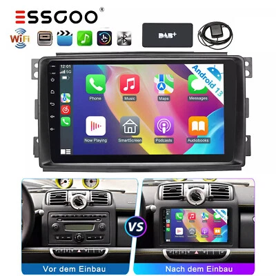 DAB+ 64G Android 13 Carplay Autoradio GPS Navi KAM Per Smart Fortwo 451 2005-10 - Immagine 1 di 4