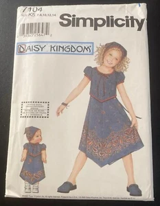 Simplicity 7104 Daisy Kingdom Girl's 7 8 10 12 14 & 18" Doll Clothes UNCUT - Picture 1 of 4