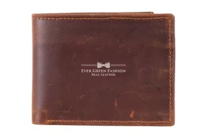 Handgefertigte Herren-Geldbörse mit Doppelfaltung Kastanie Crazy Horse Leder Kartenetui Geldbörse - Bild 1 von 6