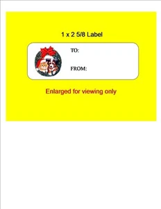 120 "Christmas Gift Tags - Dog/Cat in Wreath "  Custom Printed Labels -1 x 2 5/8 - Picture 1 of 1
