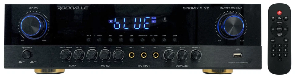 Rockville SINGMIX 5 V2 2000w Bluetooth Pro/Karaoke/Home Amplifier Mixer Receiver - Image 1 of 4