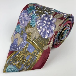 Halston III Mens Floral 100% Silk Tie Made in USA - Picture 1 of 7