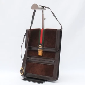 Vintage Gucci Shoulder Bag Purse Crossbody Sherry Line Suede Leather Authentic - Picture 1 of 24