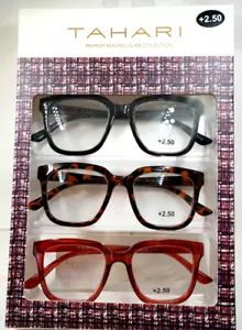 TAHARI Premium Reading Glass Collection READING GLASSES 3 Pair Set +2.50 - Picture 1 of 2