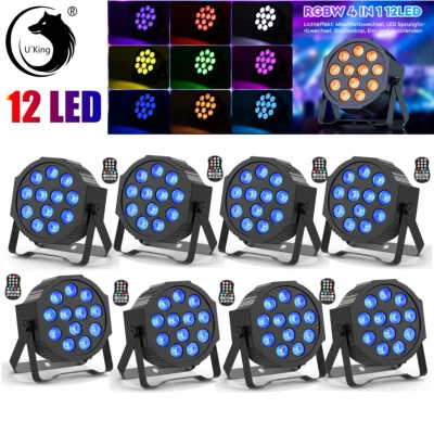 12LED Rechargeable Battery PAR Light RGB Stage Light DMX512 Party DJ Lights - Image 1 of 4