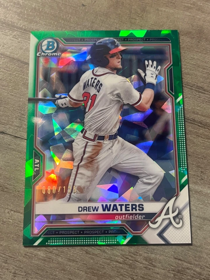 DREW WATERS 2021 BOWMAN CHROME GREEN SAPPHIRE ROOKIE RC /125 ROYALS #BCP-81 - Image 1 of 2