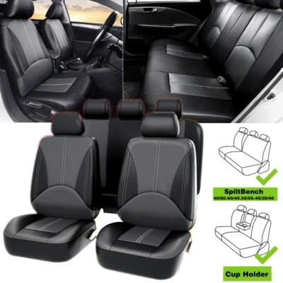 For Toyota Auto Car Seat Cover Full Set Leather 5-Seat Front Rear Protectors - Image 1 of 4