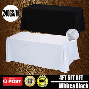 Tablecloths Wedding Rectangle Event Party Black White Table Cloth Trestle Table - Picture 1 of 1