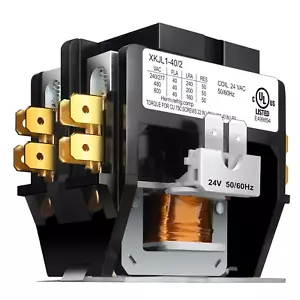 Contactor HVAC, 40 Amp Doble Polo / Contactor de 2 Polos Bobina 24V, HN51KC024 Reemplazo - Imagen 1 de 12
