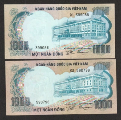 South Vietnam 1000 Dong P-34  1972   EF+  x 2 - Image 1 of 2