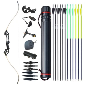 57" 30-70lbs Takedown Recurve Bow Arrows Shooting Kit Archery Hunting Bow Limbs - Picture 1 of 17