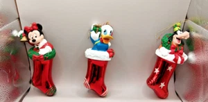 Disney Santa's Best Set of 3 Christmas Stocking Ornament European Blown Glass - Picture 1 of 16