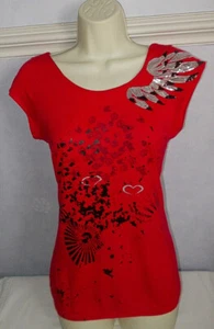 New RIVER ISLAND Reds sequin feature front and back top Size 8 - Picture 1 of 2