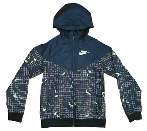 Nike Boys Loose Fit Black Windbreaker Neon Green Logos Size Large (Age 12-13) - Picture 1 of 5