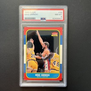 1986 Fleer Basketball #38 Mike Gminski PSA 8 NM-MT New Jersey Nets