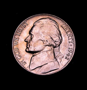 1942-D Jefferson Nickel BU Full Steps - Picture 1 of 2
