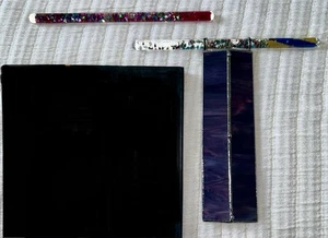 Lila Buntglas Kaleidoskop Prismatisch mit Farbe Glitzer Öl Stab - Bild 1 von 1