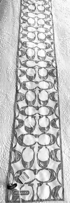 NWT Coach Signature CC Gray & Metallic Silver 60” Silk Scarf New With Tag - Image 1 of 4