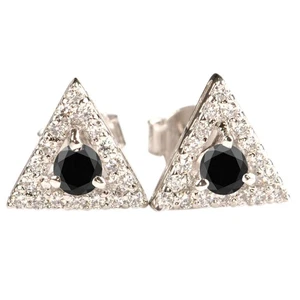 Borchie da donna con diamanti neri naturali forma rotonda 4,30 ct in argento sterling 925 - Foto 1 di 12
