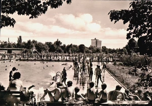 Foto-AK BERLIN MARIENDORF /TEMPELHOF Sommerbad Rixdorfer Str. 50er - Bild 1 von 1
