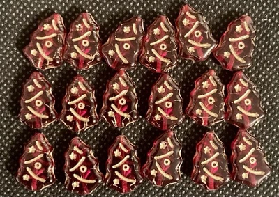 Árbol de Navidad Vidrio Rojo Cuentas 17mm Checo Transparente con Incrustación de Oro Lote de 18 Foto 1 de 3