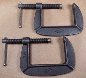 TOP - 2er Set Vintage Brink & Baumwolle Nr. 144, 4" Schwerlast Schraubzwingen, USA - Bild 1 von 17