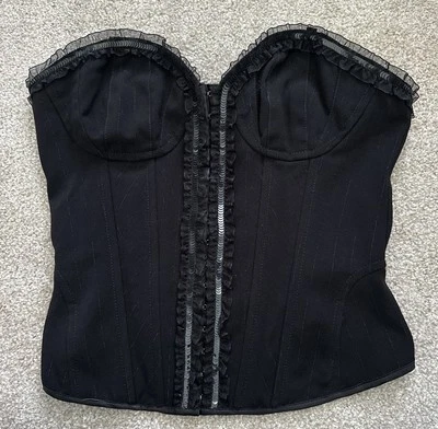 Vintage Guess Jeans Y2K Women's Strapless Corset  Black Crop Top Bustier Size S - Image 1 of 4
