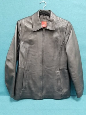 Esprit 女式大码外套黑色皮革全拉链夹克  — 第 1/4 张图片